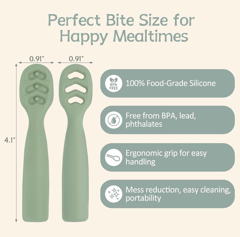 Eascrozn Baby Spoons Self Feeding 6+ Months Set, 6 Pack First Stage Baby Led Weaning Supplies, BPA Free, Toddler Utensils for Soft Tip Silicone Feeding Spoon, Boil and Dishwasher Safe - Image 2